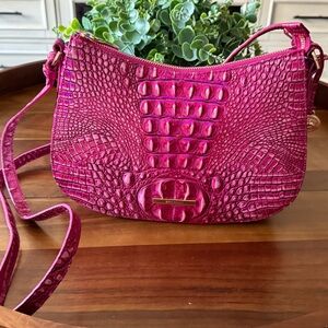 Brahmin Pink Croc-Embossed Crossbody Bag